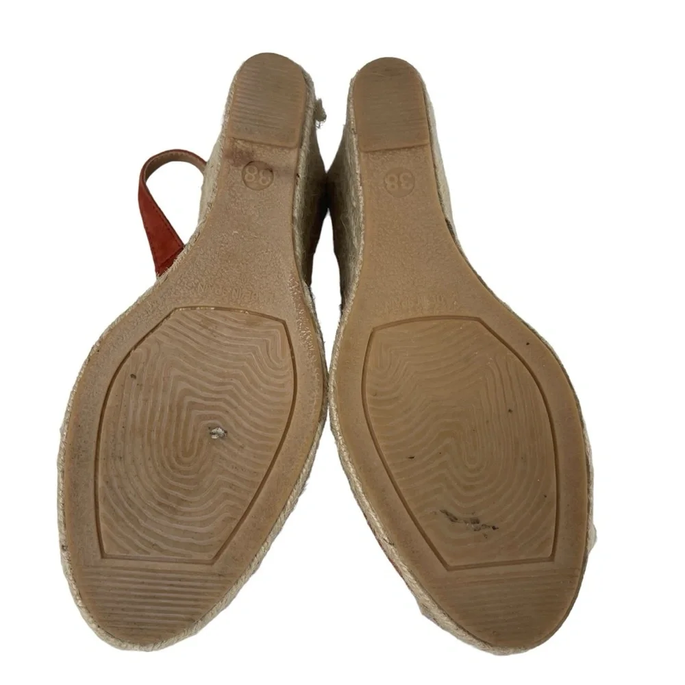Paseart Spain Espadrilles‎ coral terracotta Suede Slingback Wedge Heel Size 38